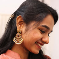 Kemp Chandhbali Earrings With Pearl Drops