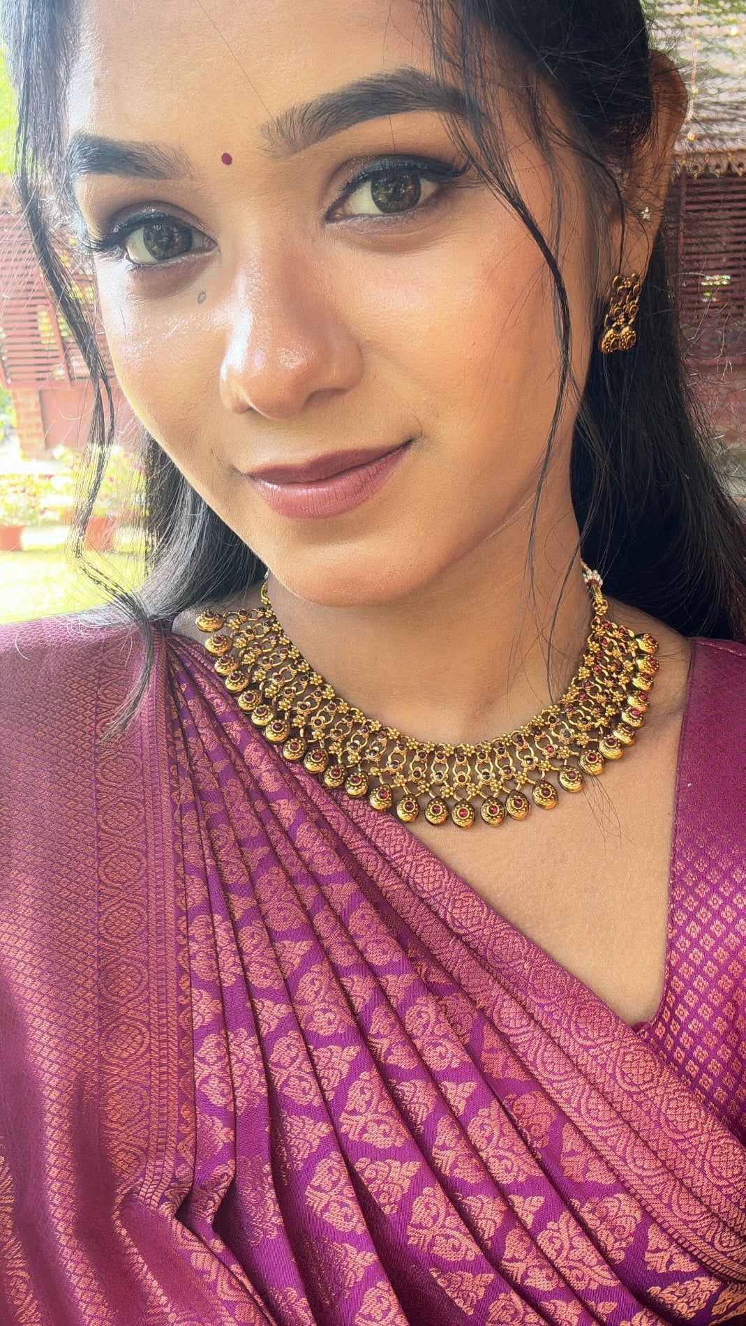 Ruby droplet necklace set-0102