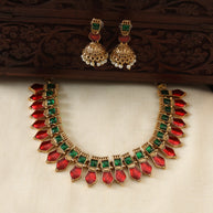Red nagapadam necklace set-(JS 0268)