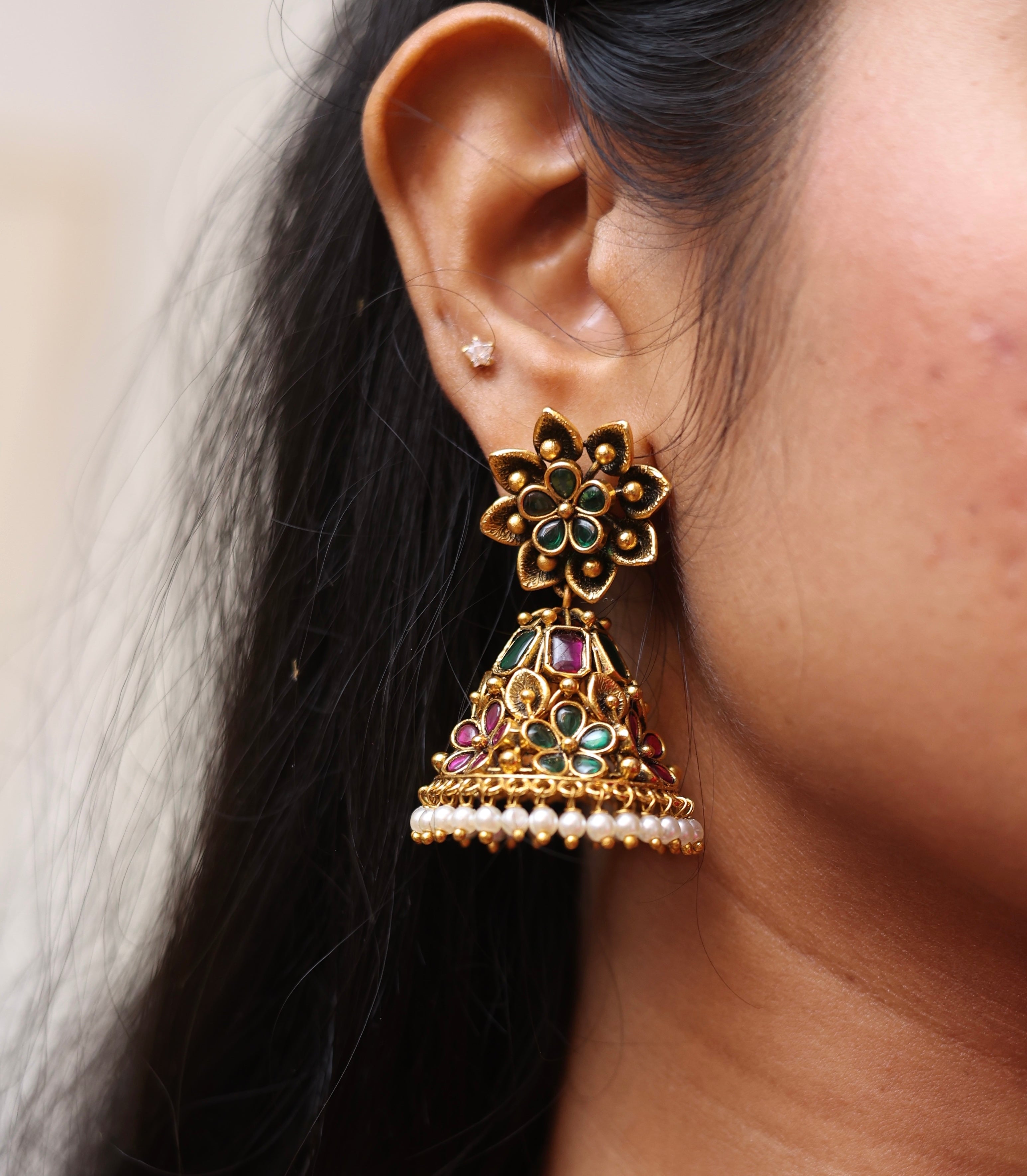 Antique Flower Jhumkas