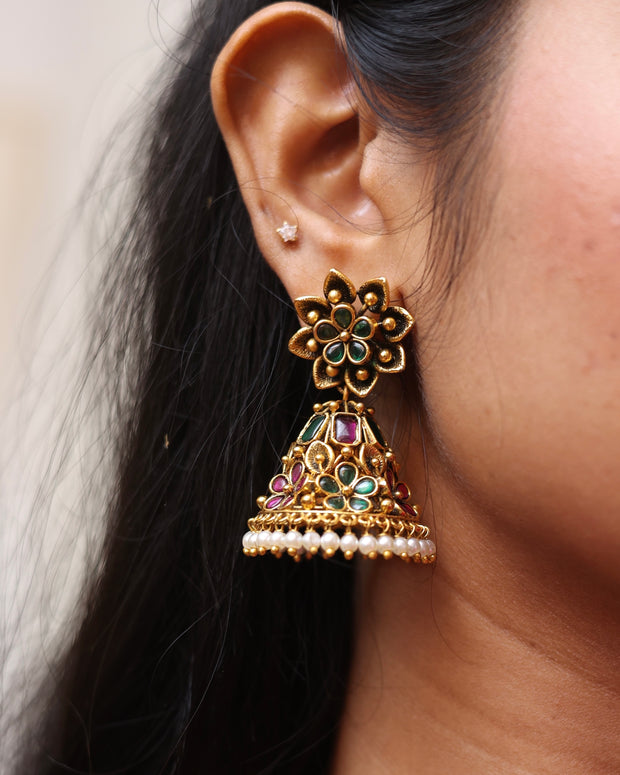 Antique Flower Jhumkas