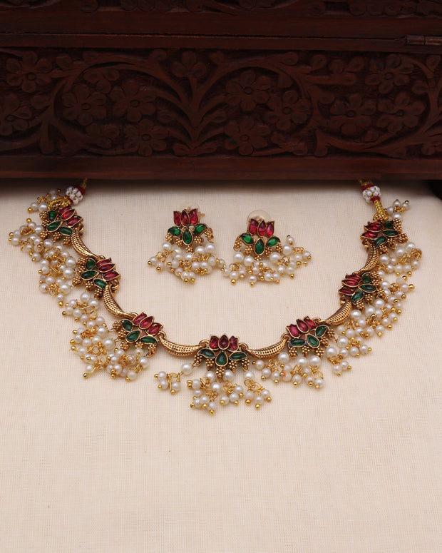 Lotus grace necklace set-JS 0104