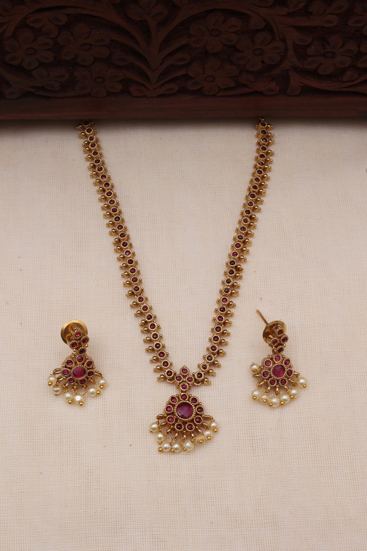 Attigai necklace set Red-JS 0105