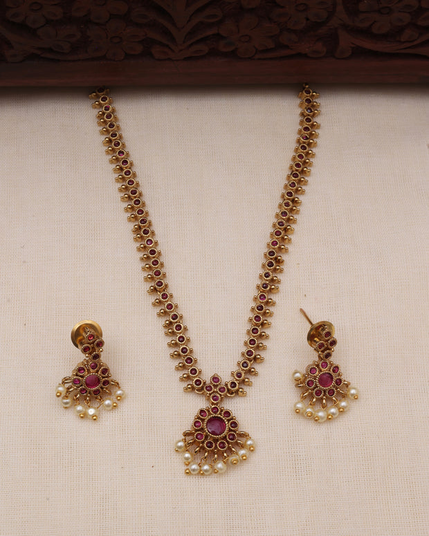 Attigai necklace set Red-JS 0105