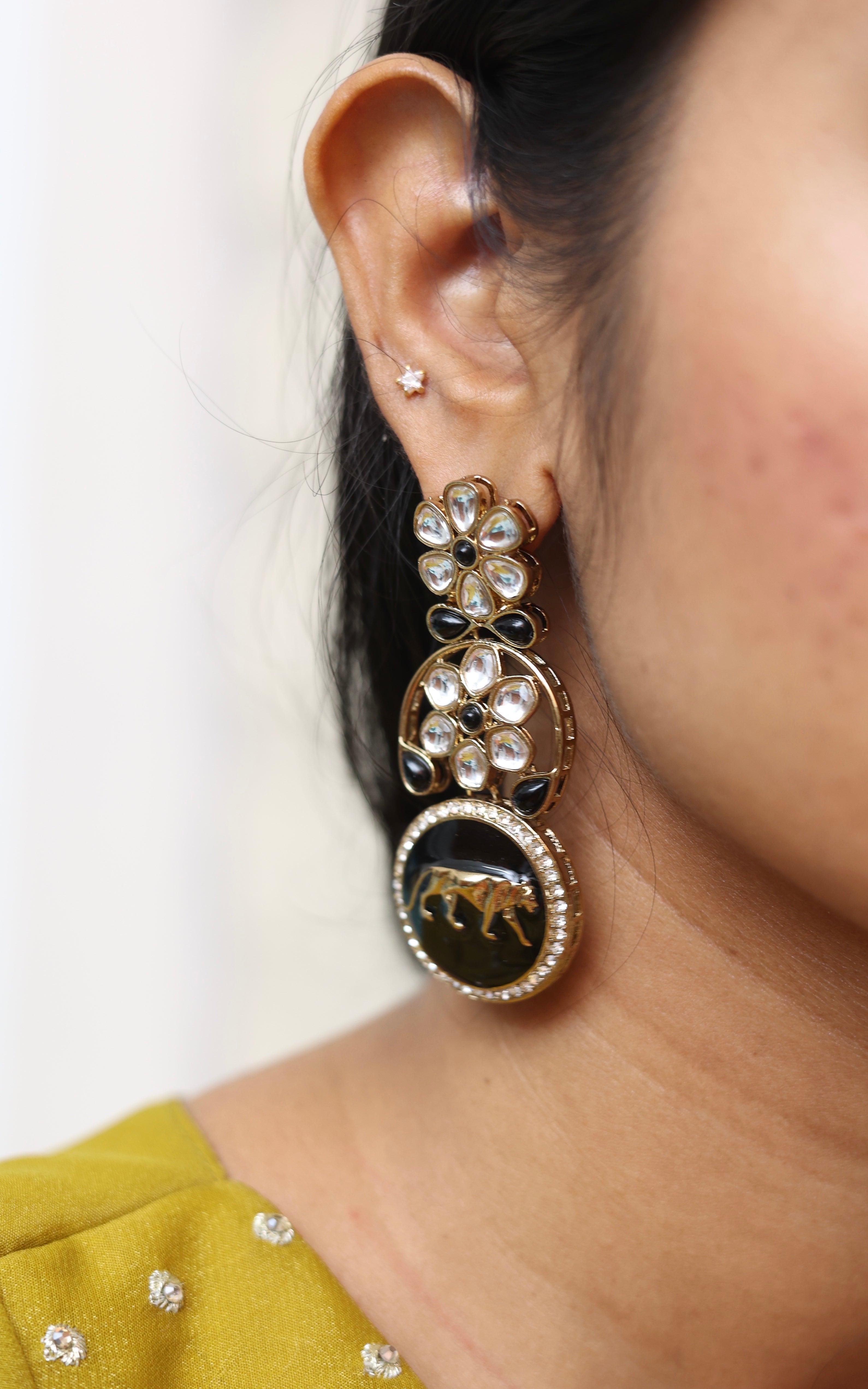 Regal Roar Polki Earrings