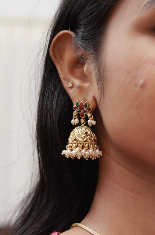 Kemp Lotus Antique Jhumkas