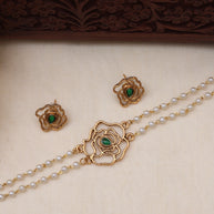 Flower pearl choker Green-JS 0115