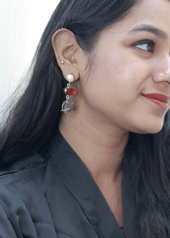 Auric Bloom Stone Earrings 18K Gold Plated