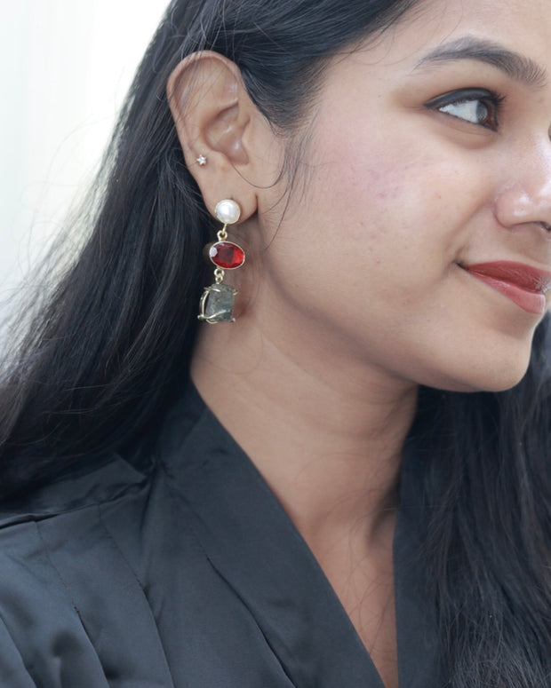 Auric Bloom Stone Earrings 18K Gold Plated