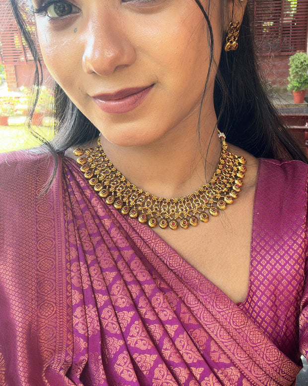 Antique Ruby Droplet Necklace Set