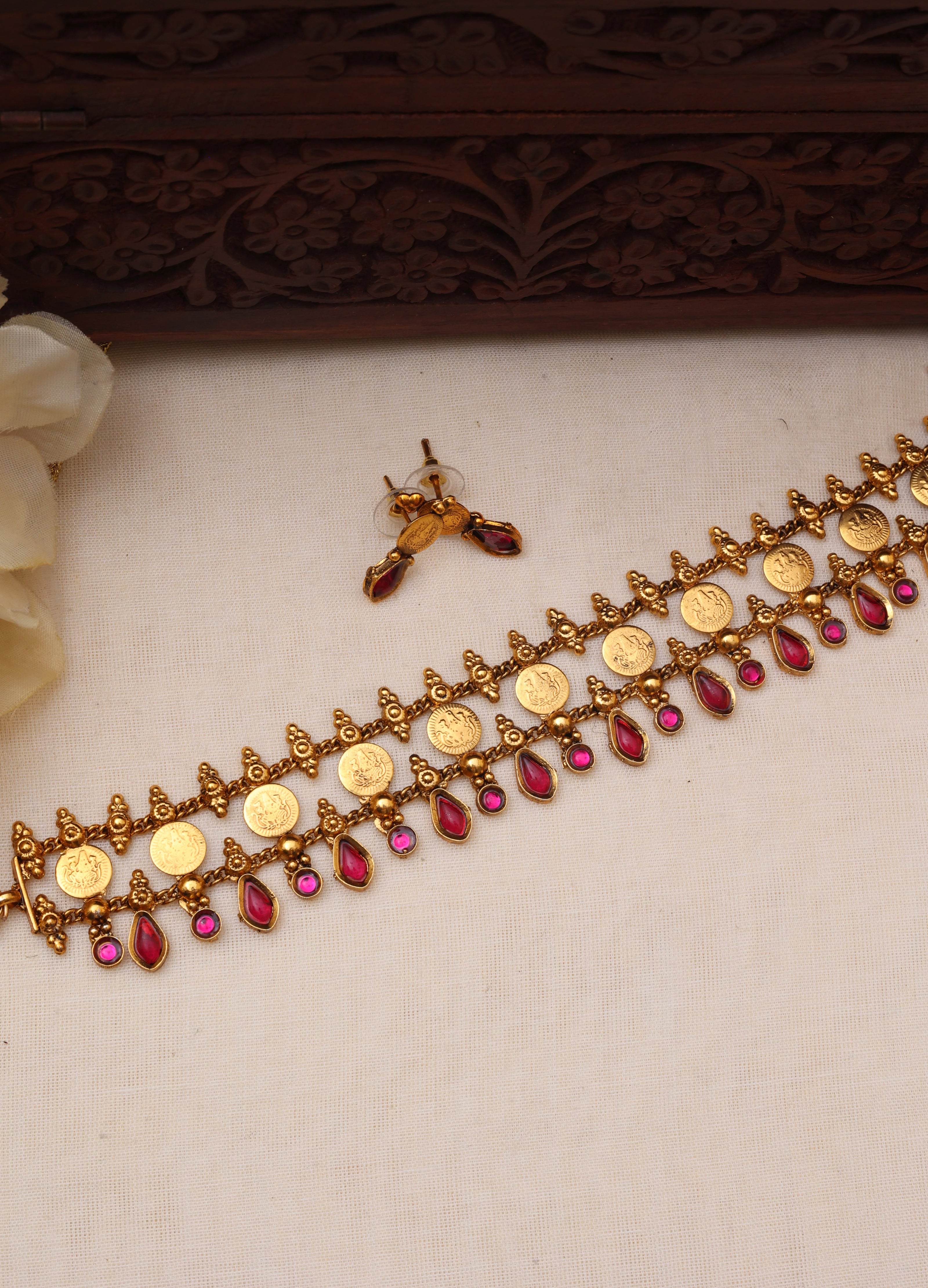 Lakshmi coin choker Ruby-JS 0122