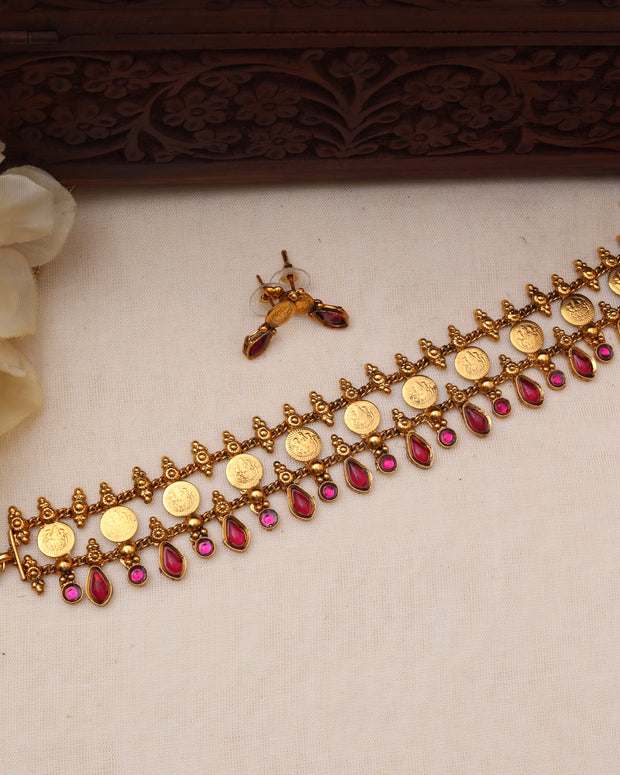 Lakshmi coin choker Ruby-JS 0122