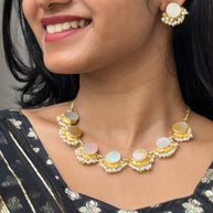 Pearl Eclipse Necklace Set 18K Gold Plated