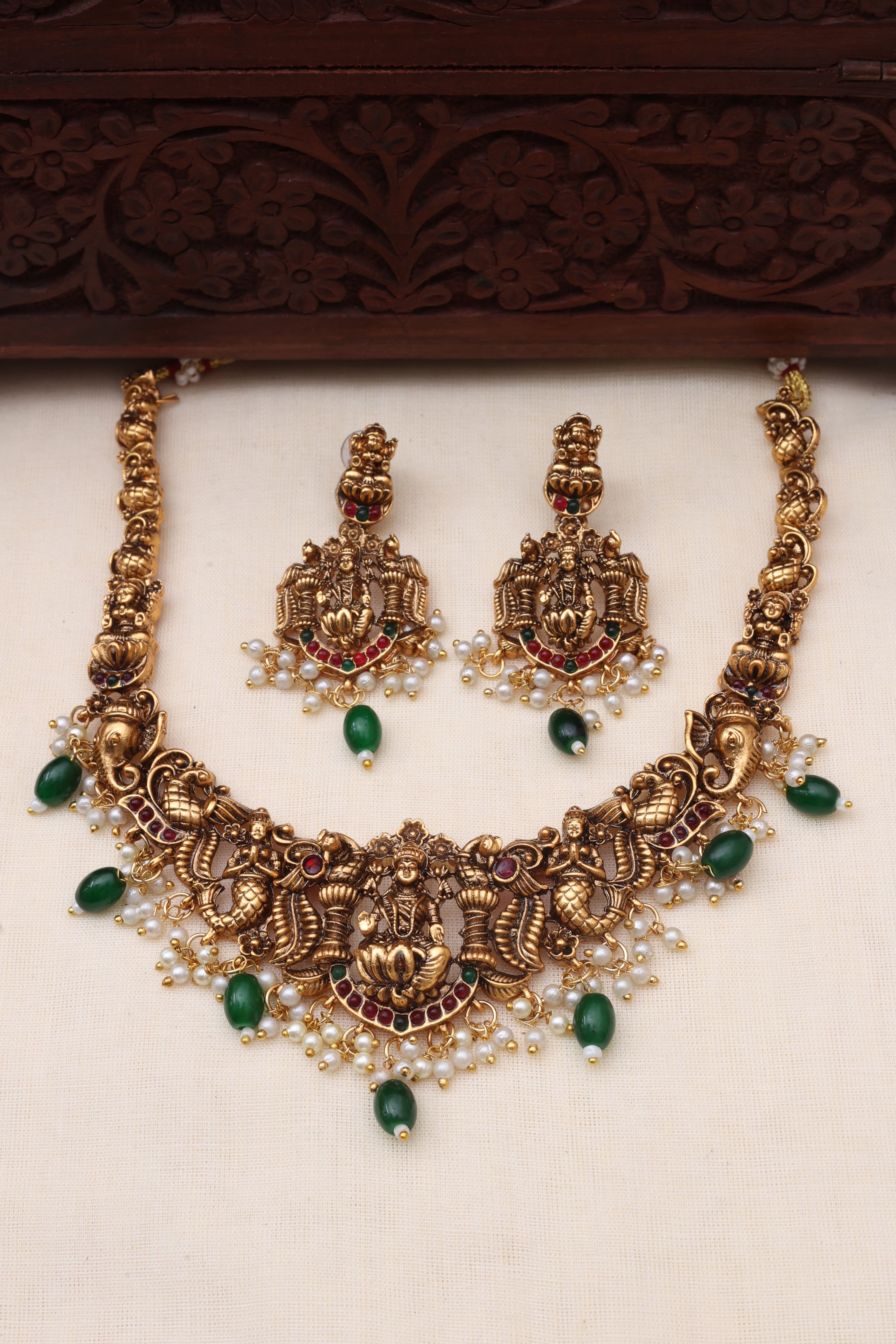 Nagas mohini necklace set Green-JS 0111