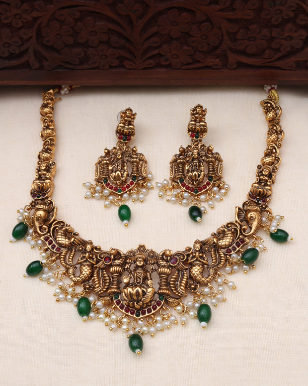 Nagas mohini necklace set Green-JS 0106