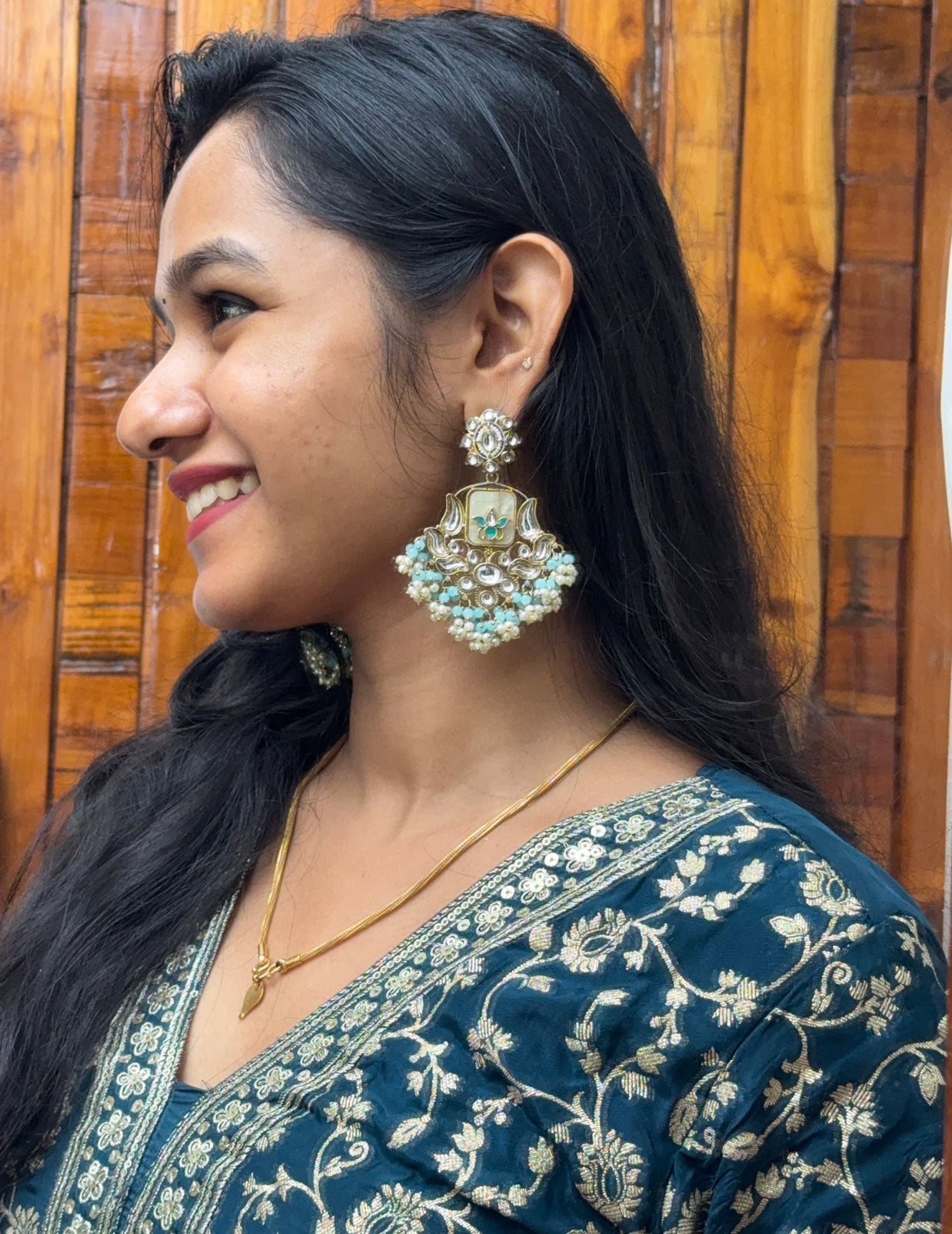 Rani Kundan Chand Bali Earrings