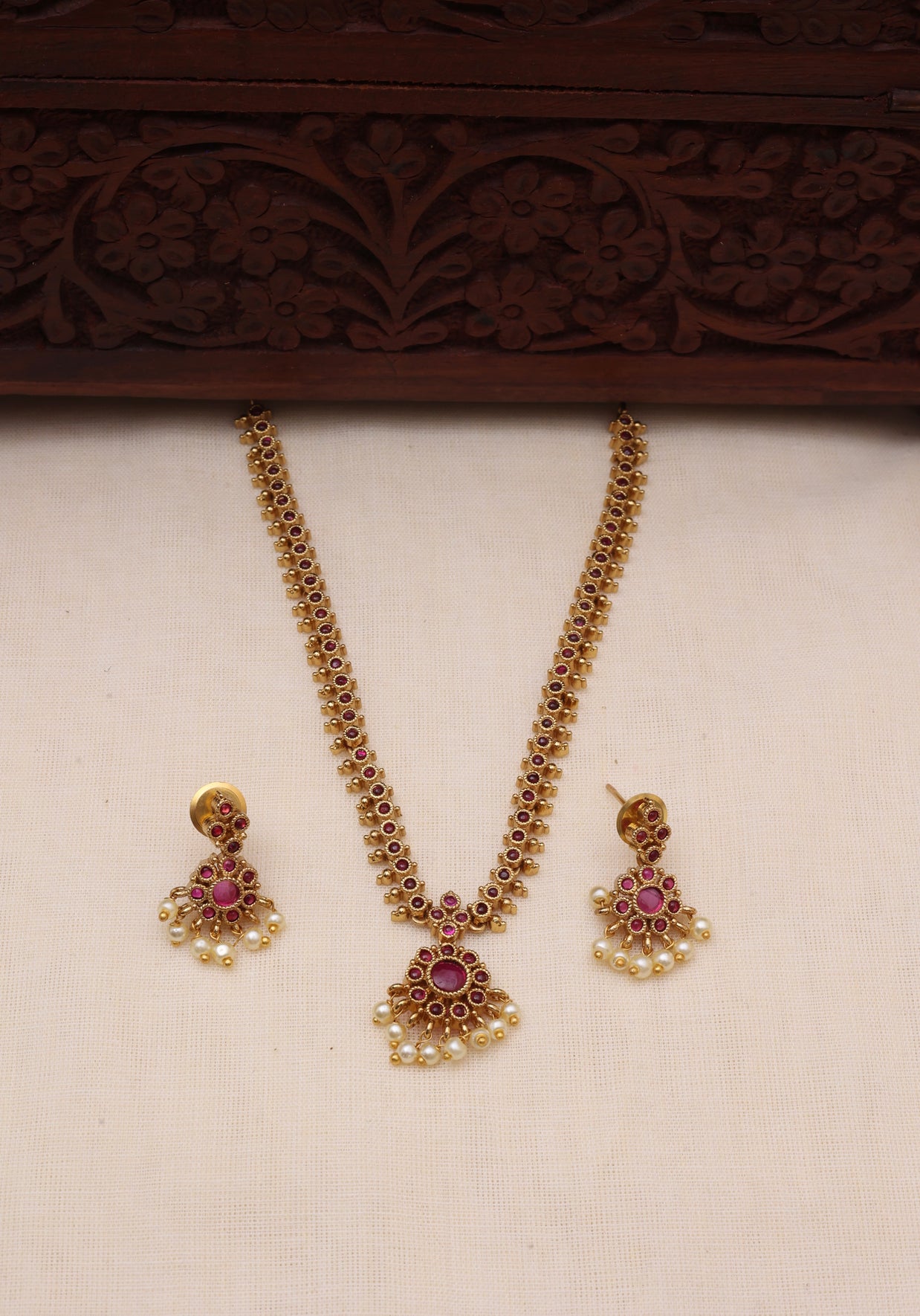 Attigai necklace set Red-JS 0105