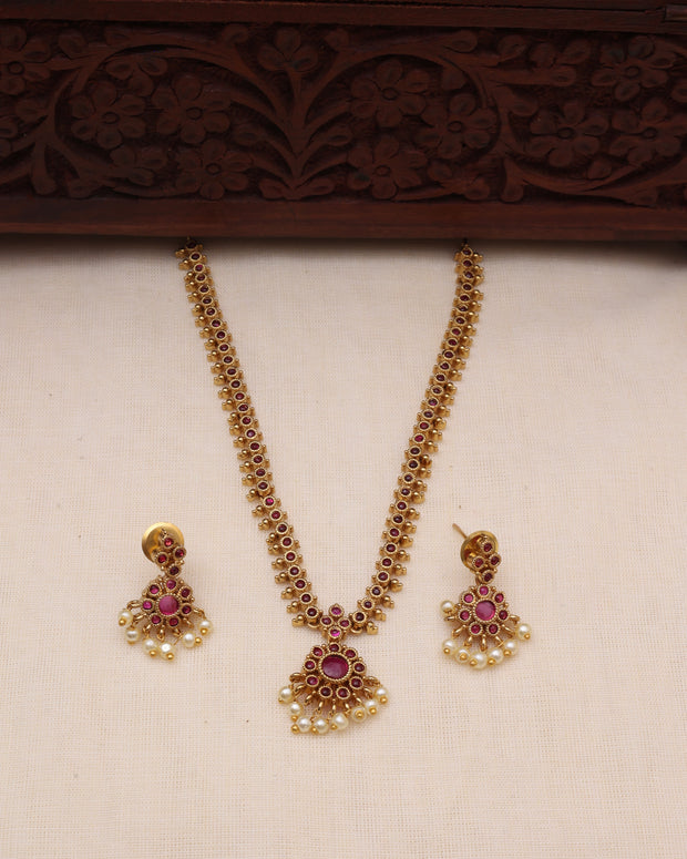 Attigai necklace set Red-JS 0105