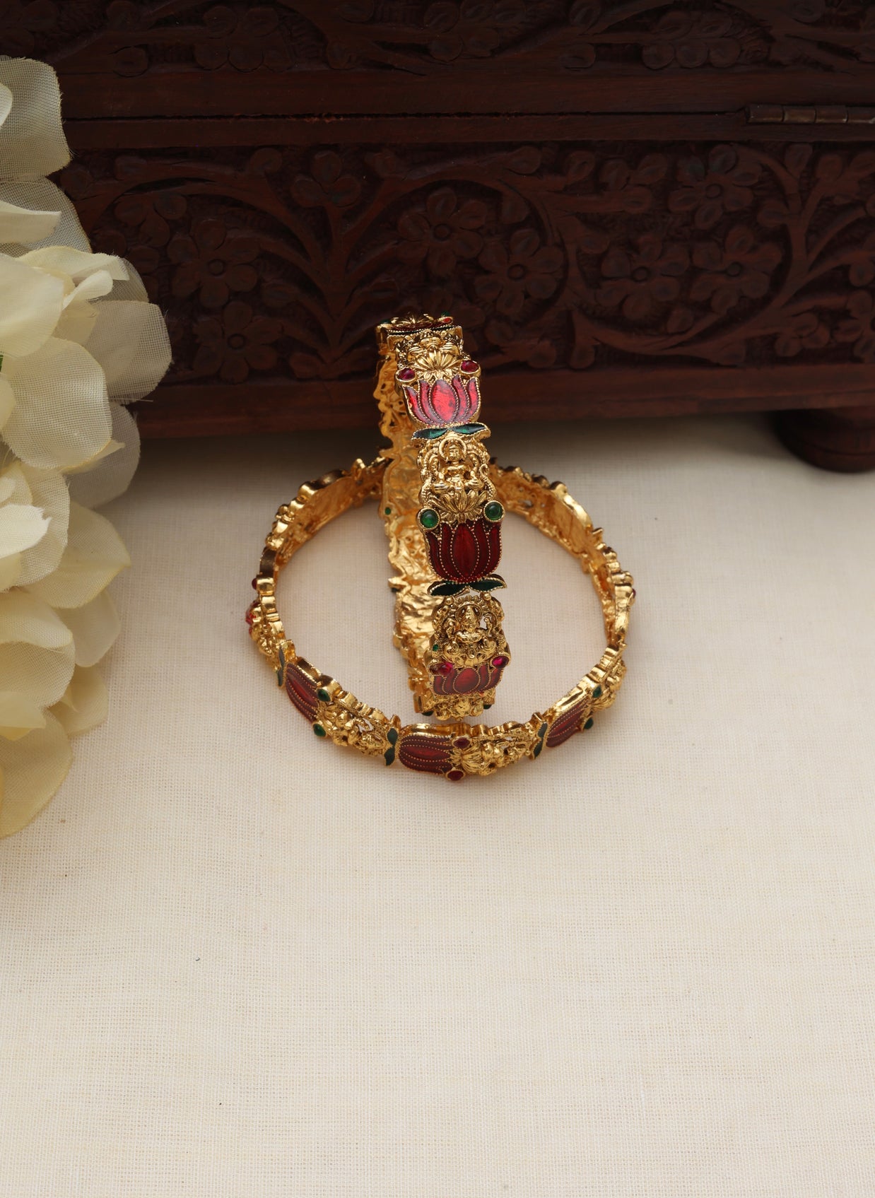 Red lakshmi lotus bangles