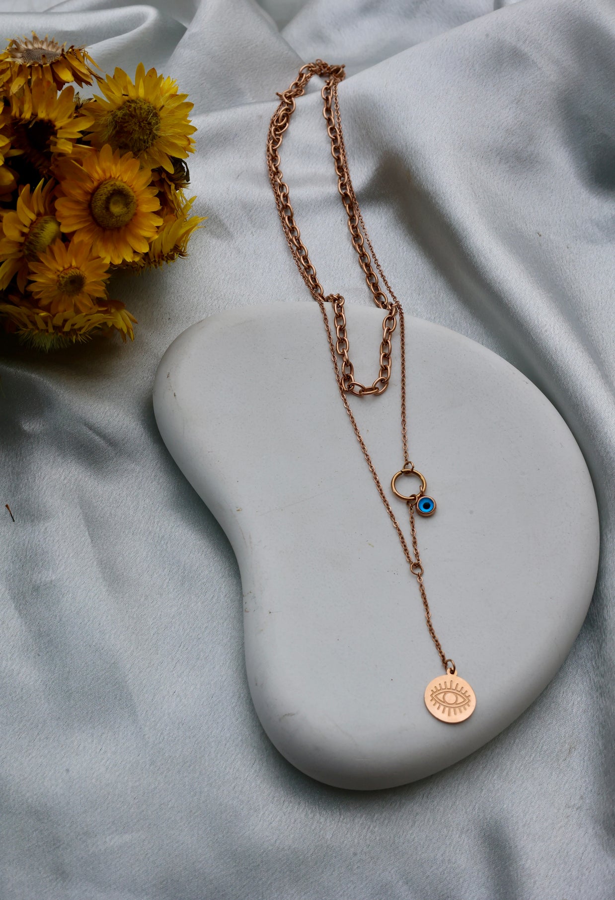 Evil eye 2 layer chain
