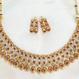 Ruby droplet necklace set-0102