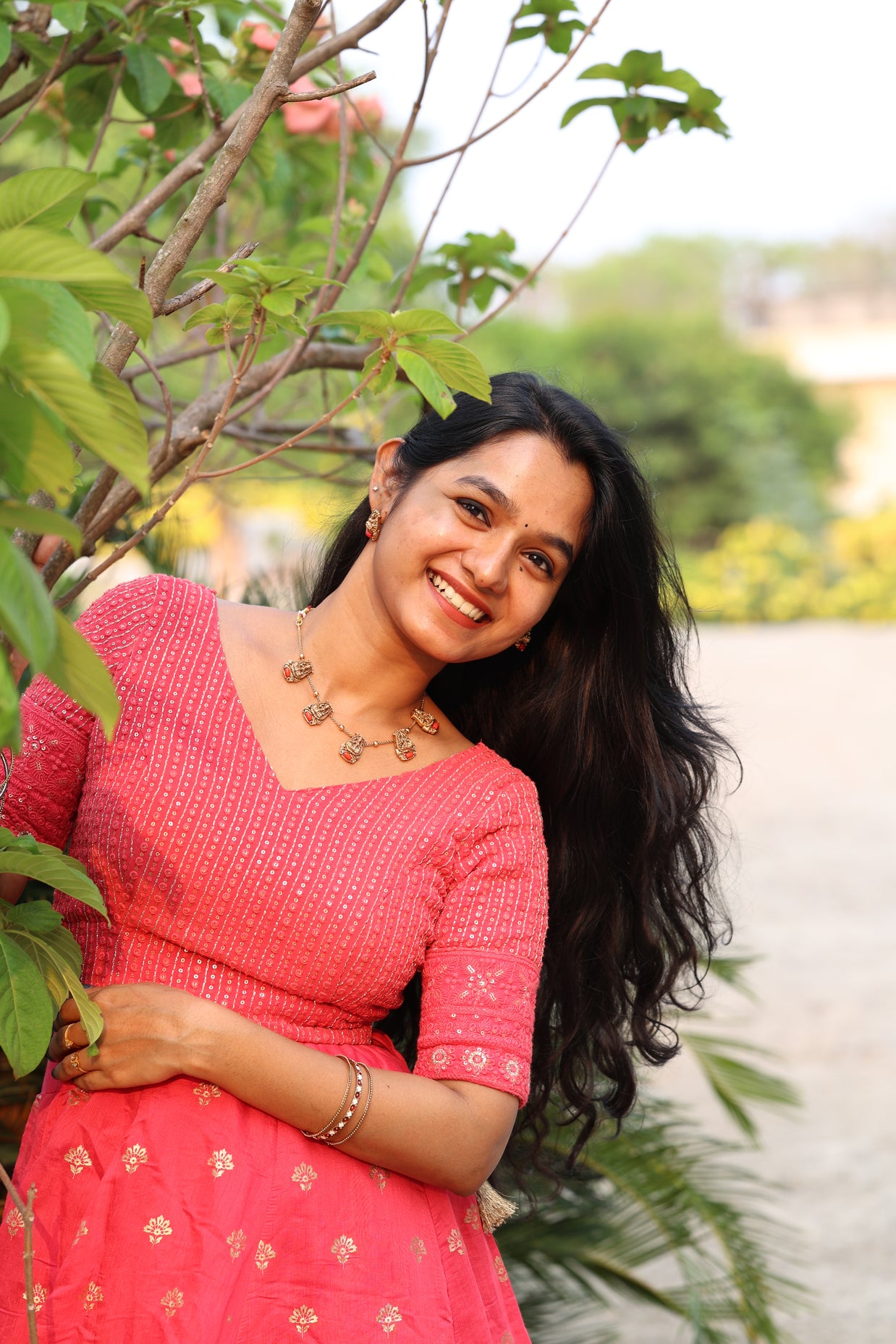 Coral Lakshmi necklace set