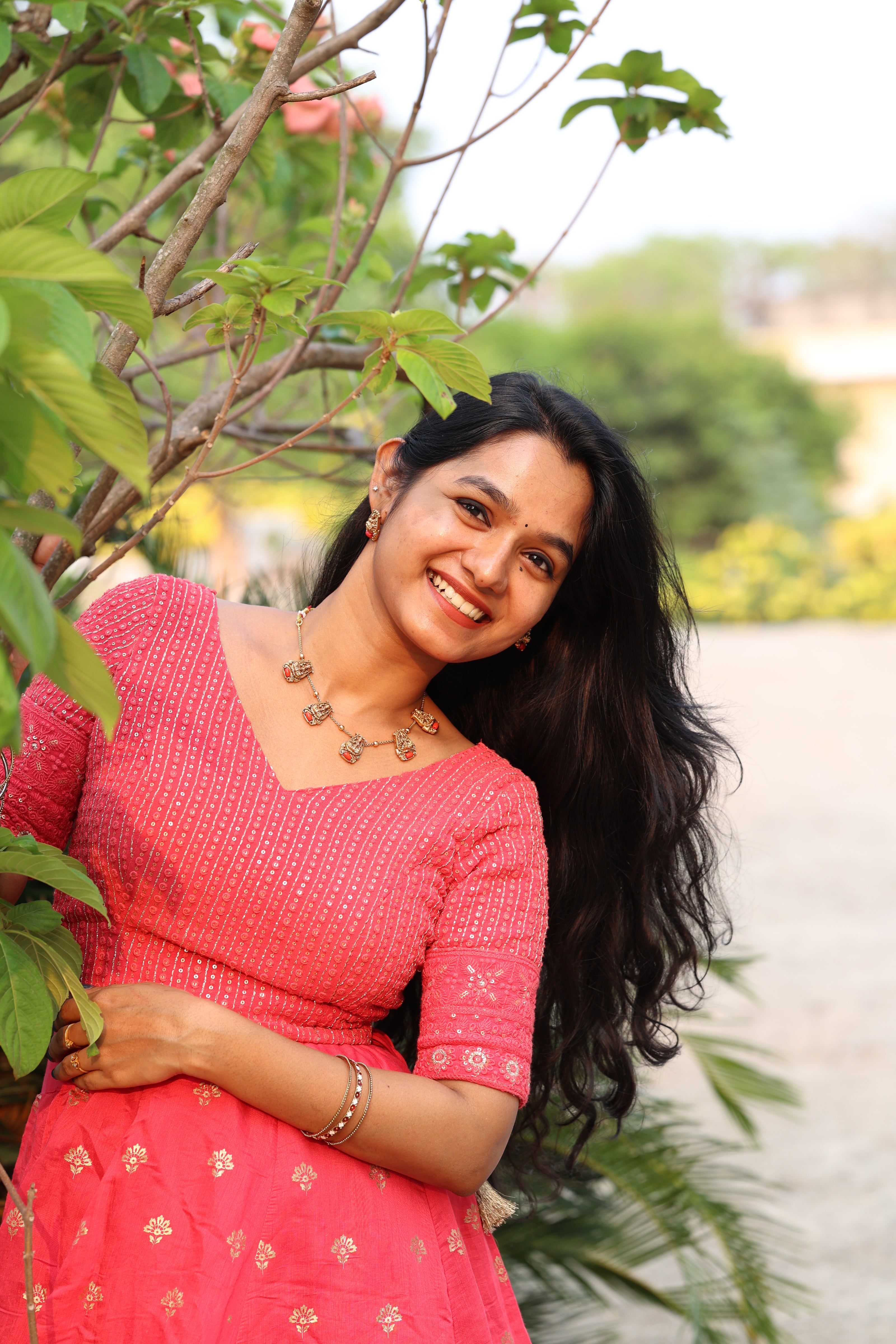 Coral Lakshmi necklace set