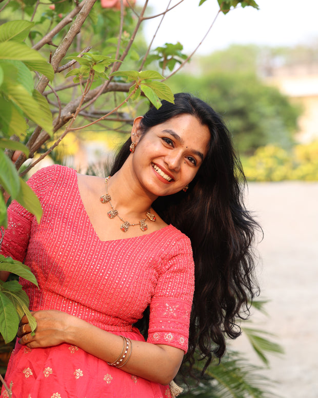 Coral Lakshmi necklace set