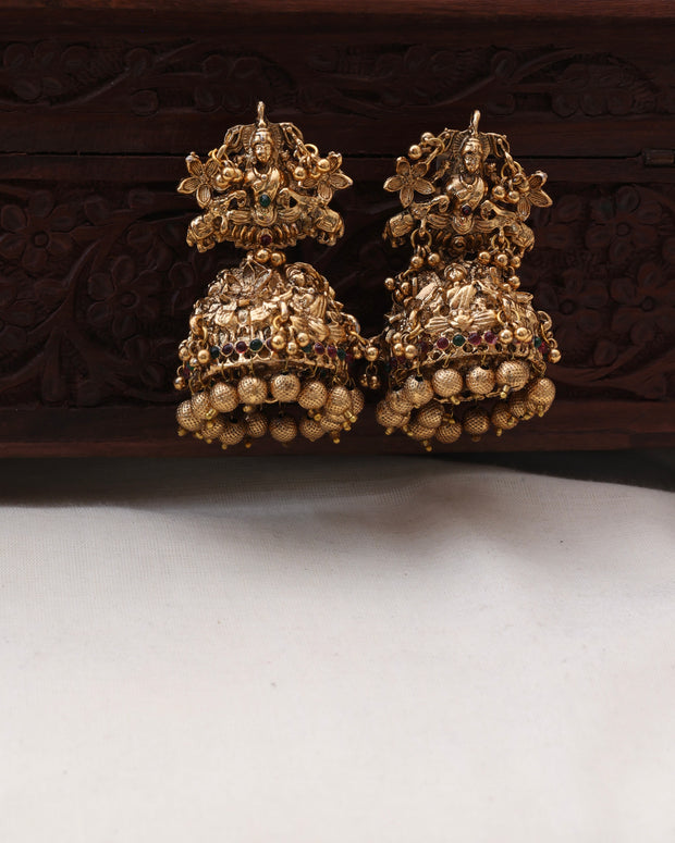 Nayanthara heavy golden jhumkas
