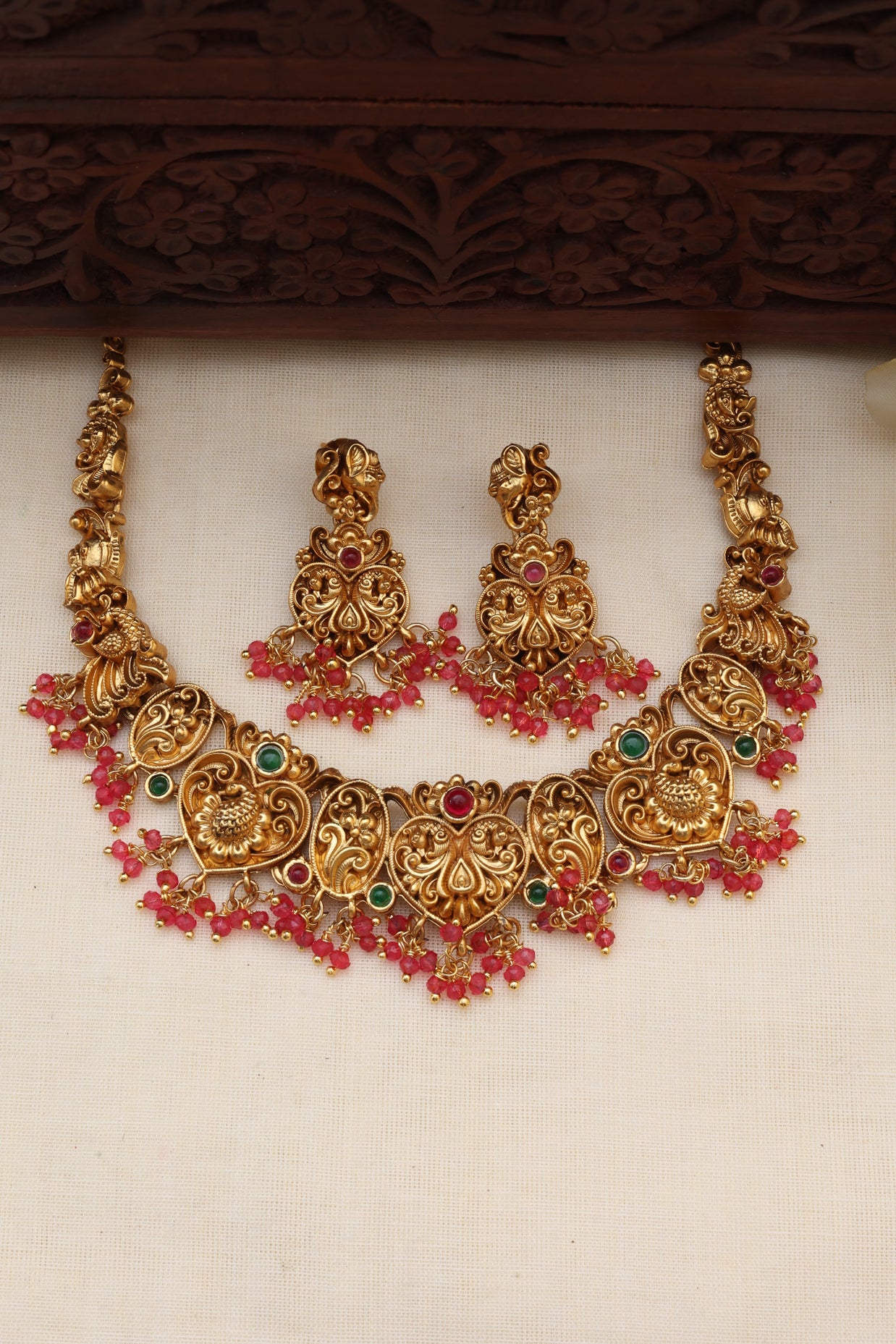 Mugal necklace set pink-(JS 0261)