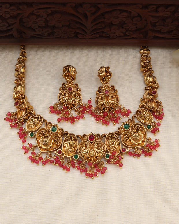 Mugal necklace set pink-(JS 0261)
