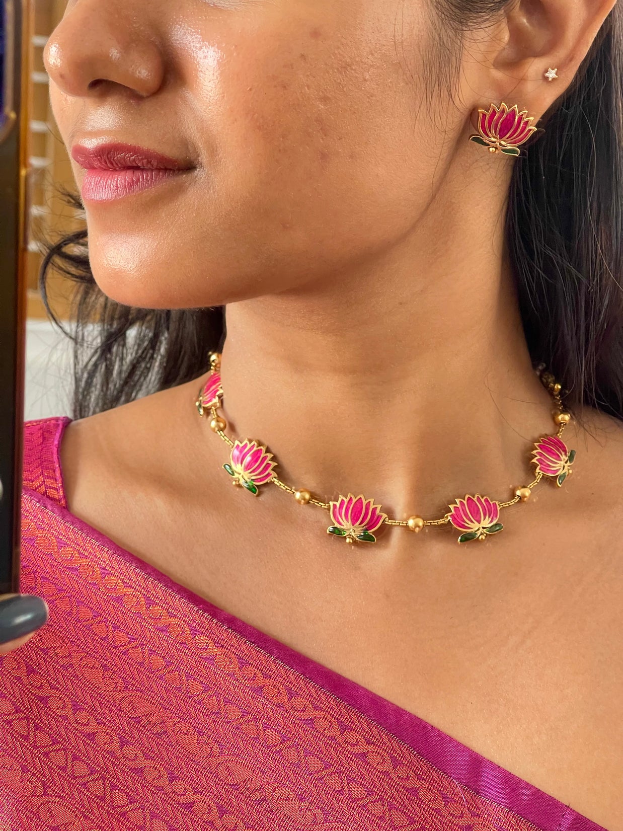 Simple Lotus Necklace Set