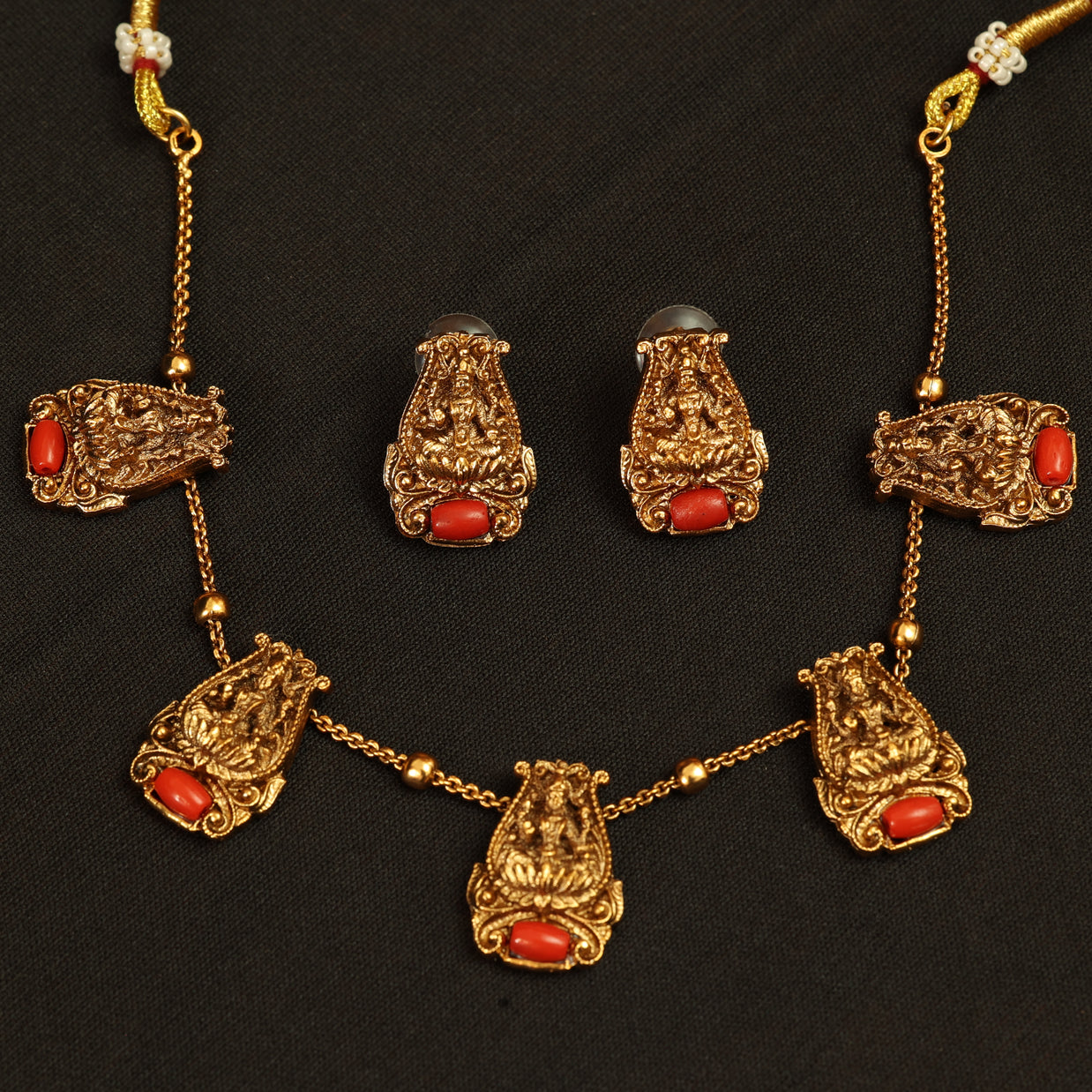 Coral Lakshmi necklace set