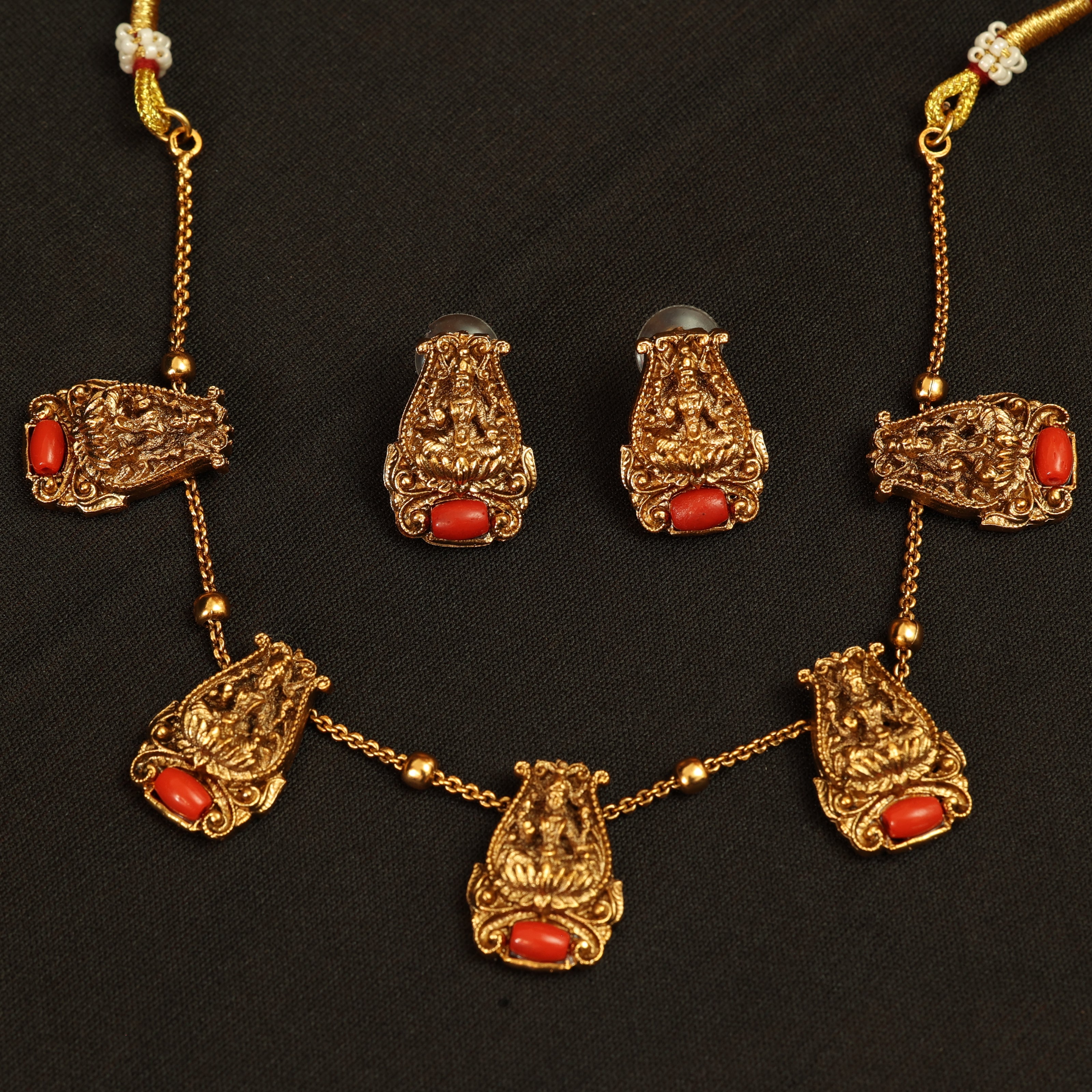 Coral Lakshmi necklace set