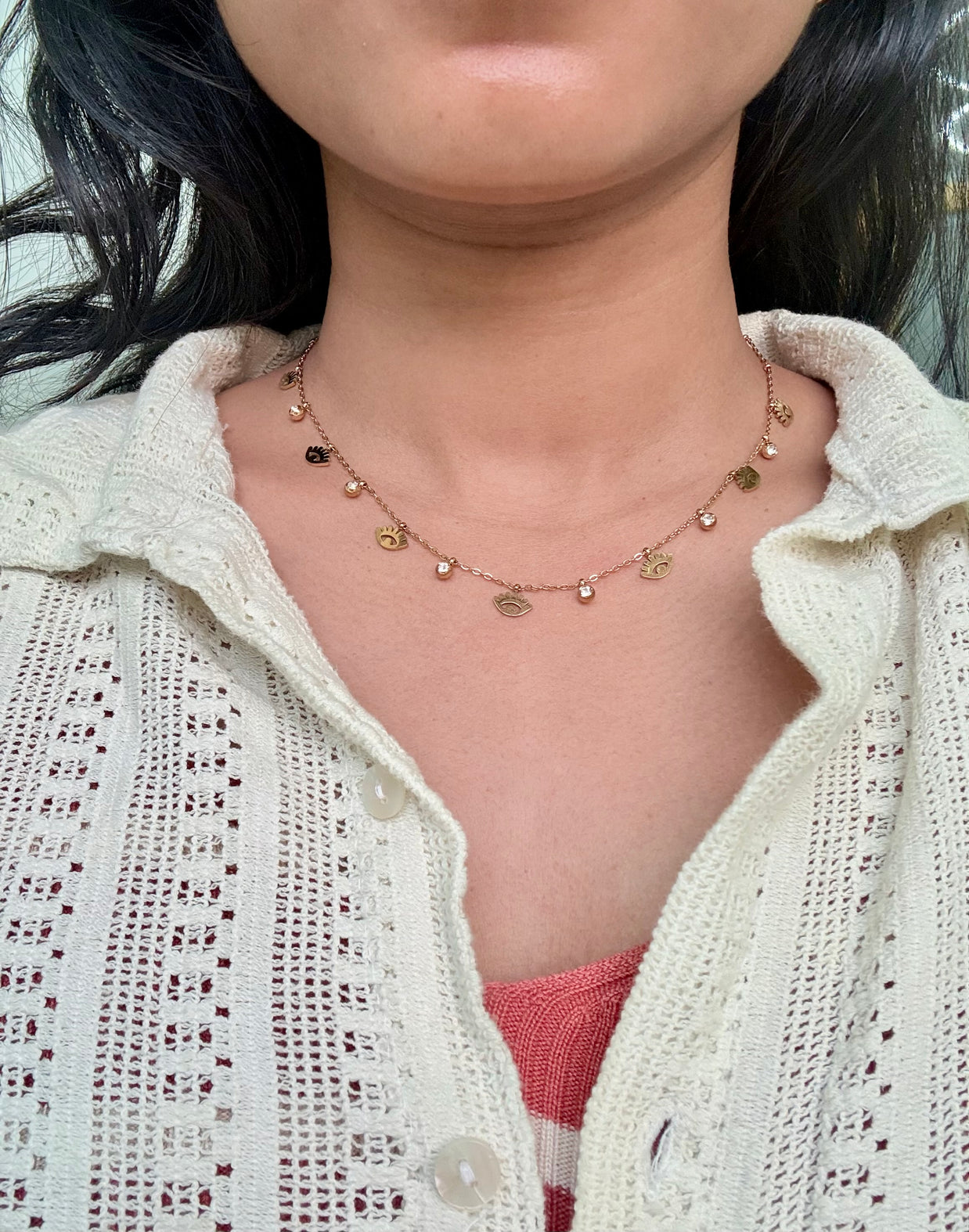 Evil eye multipendant chain