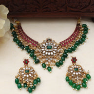 Emerald glow necklace set-JS 0159