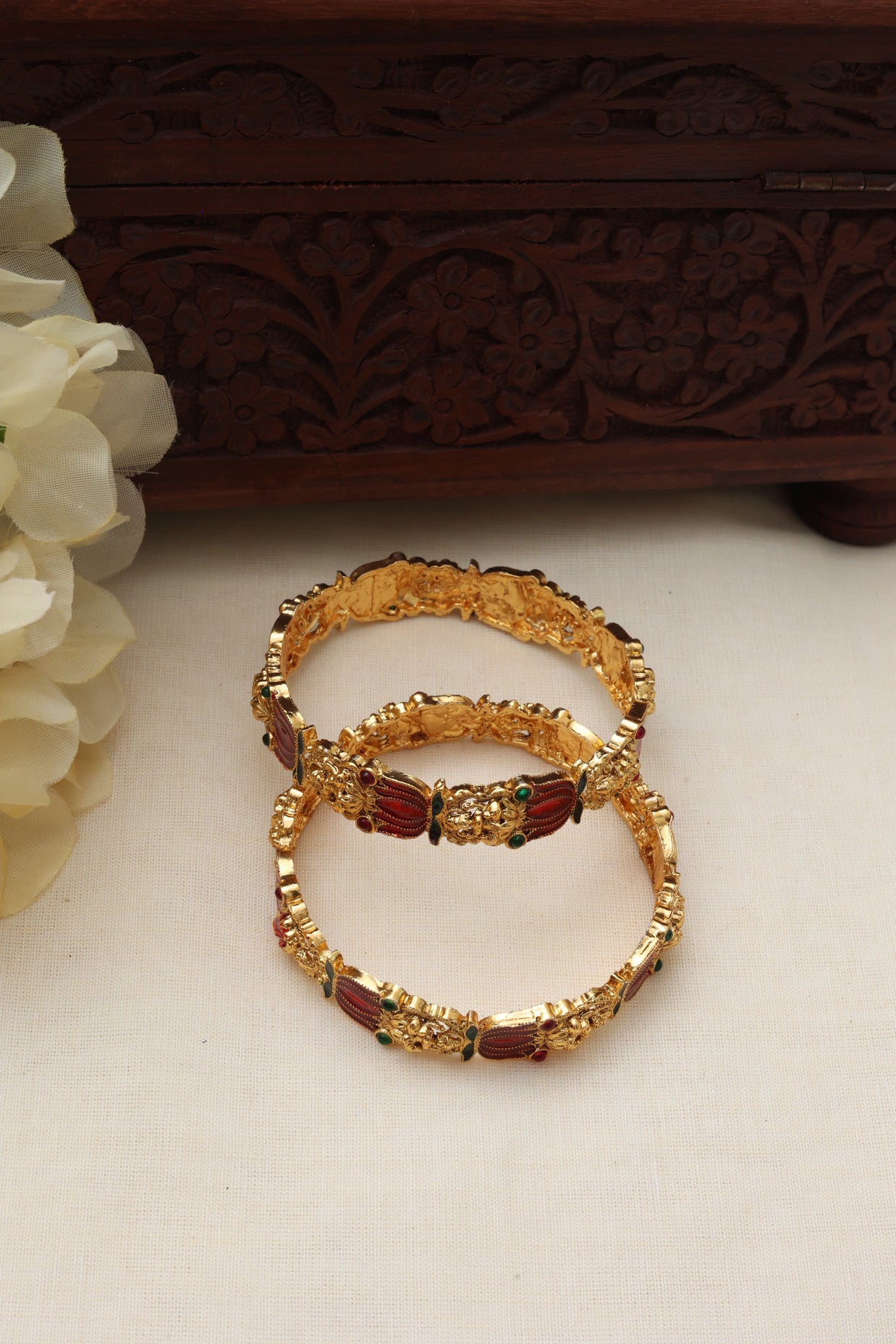 Red lakshmi lotus bangles