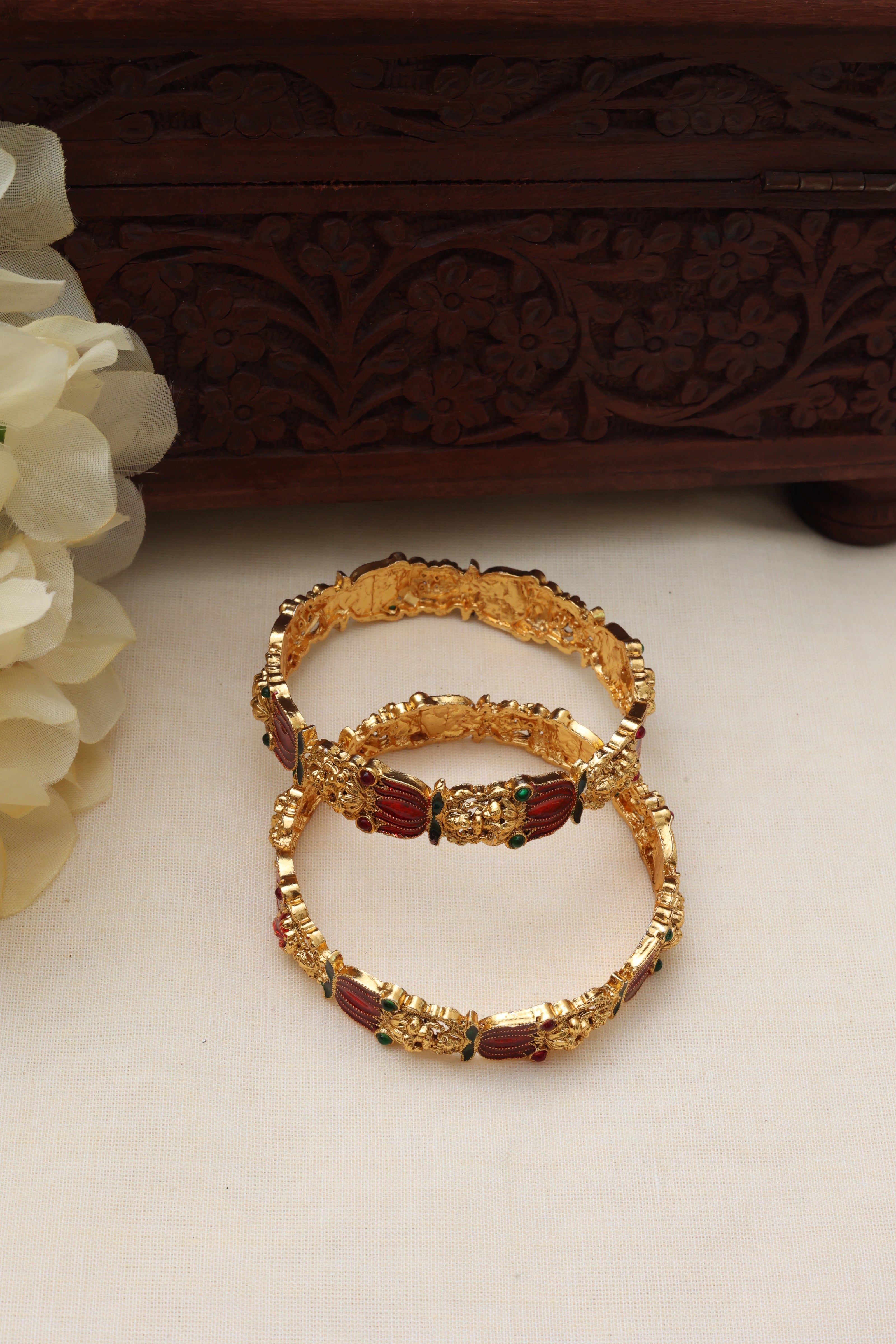 Red lakshmi lotus bangles