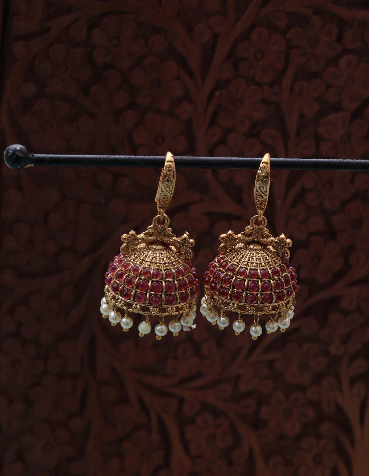 Trisha jhumkas Ruby-JS 0169