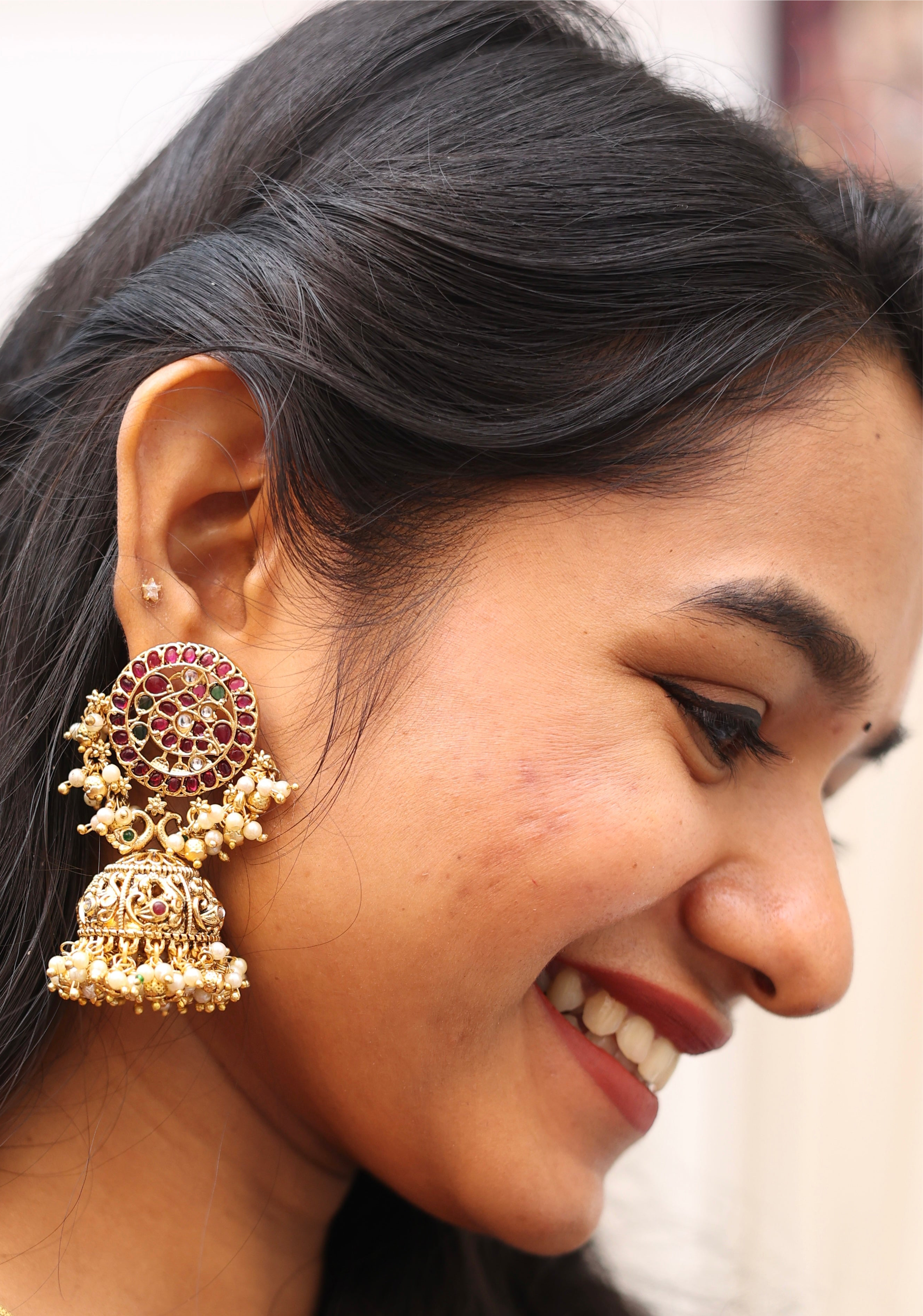 Kemp Peacock Heavy Jhumkas