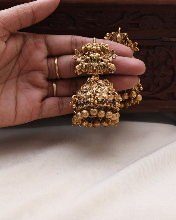 Nayanthara heavy golden jhumkas