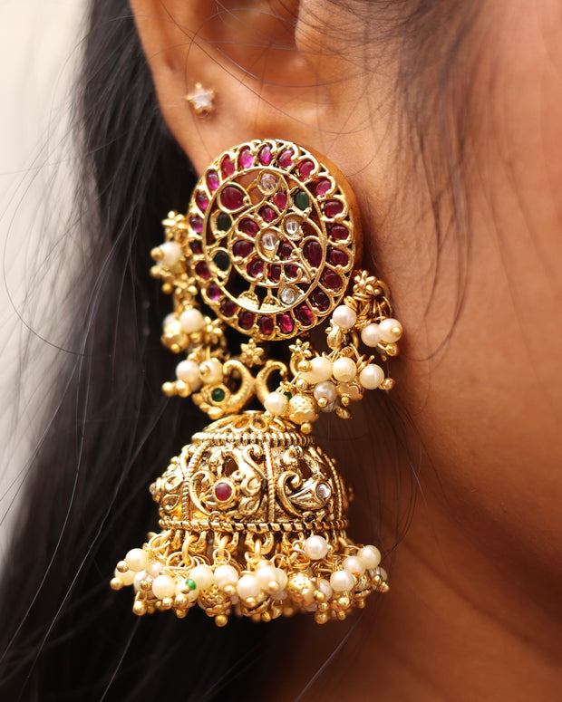 Kemp Peacock Heavy Jhumkas