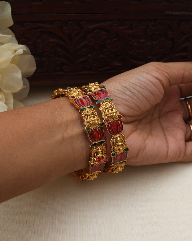 Red lakshmi lotus bangles