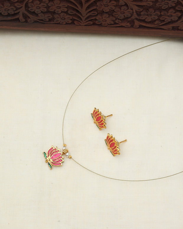Invisible lotus necklace set