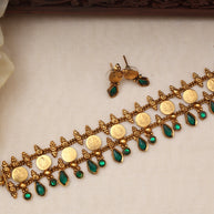 Lakshmi coin choker Green-JS 0123