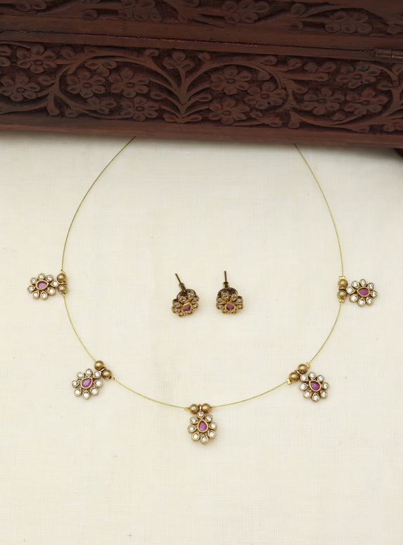Invisible flower necklace set