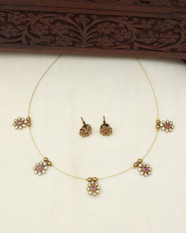 Invisible flower necklace set