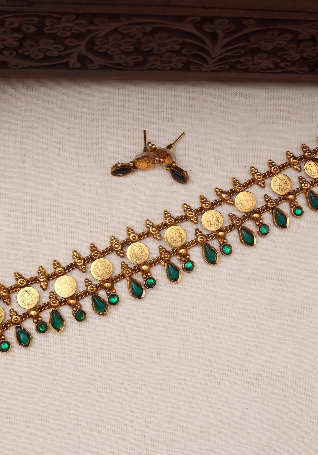 Lakshmi coin choker Green-JS 0123
