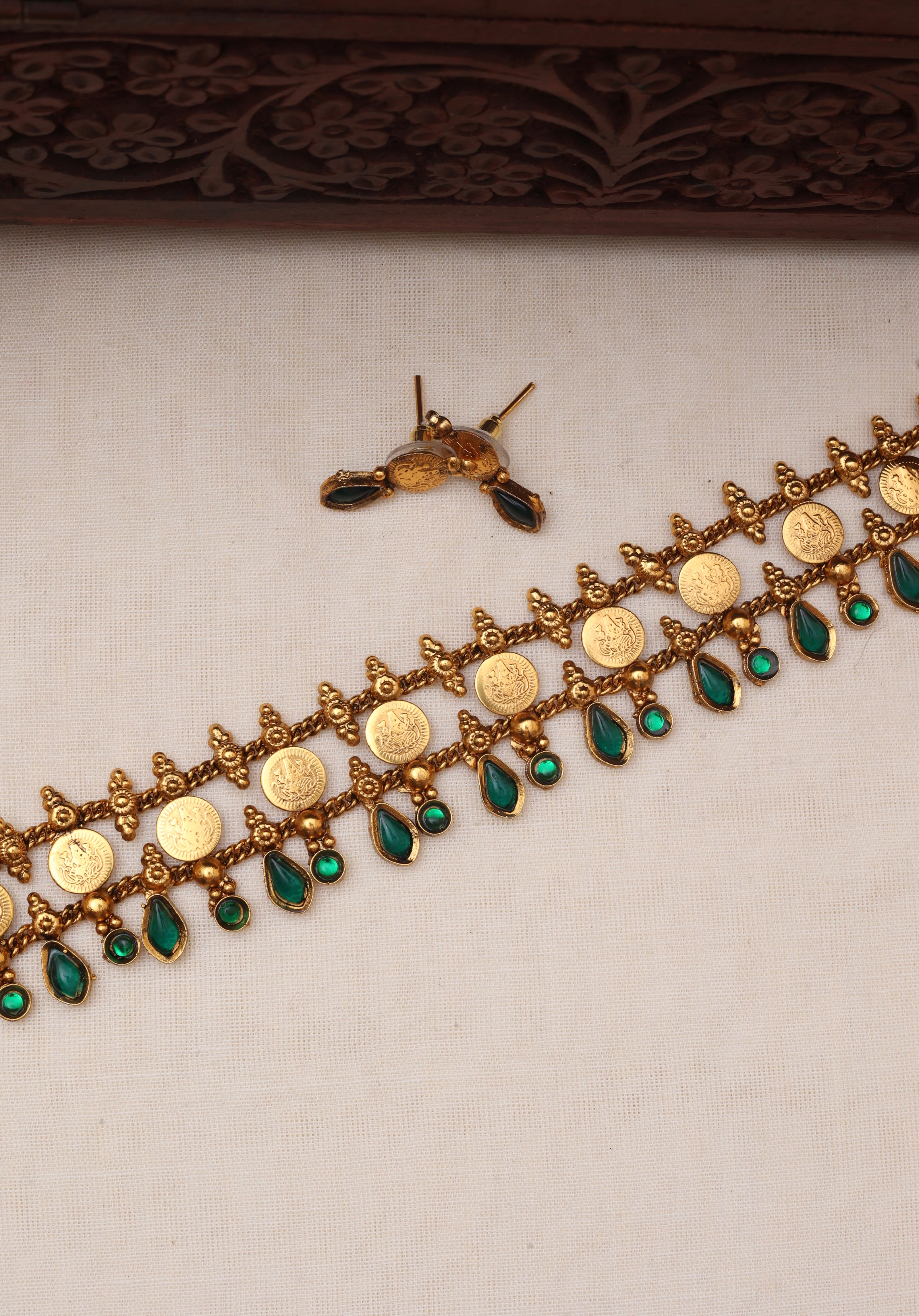 Lakshmi coin choker Green-JS 0123
