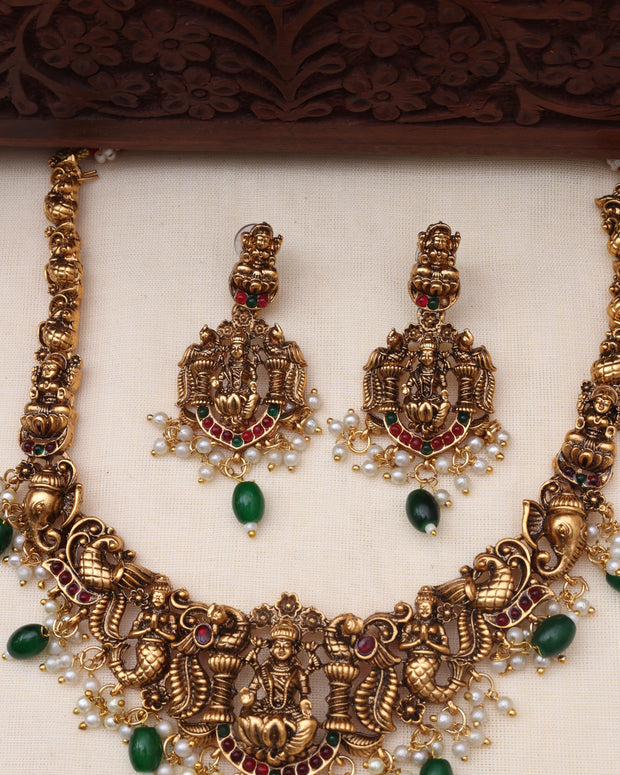 Nagas mohini necklace set Green-JS 0106